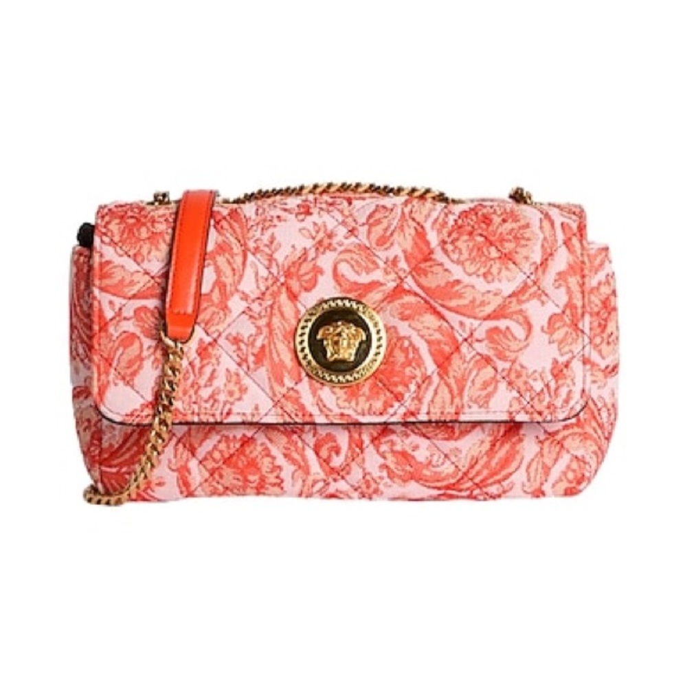 NWT Versace Small Coral Jacquard Barocco Quilted Shoulder Bag
